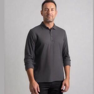 Core 365 by North End Carbon Gray Long‎ Sleeve Polo Med NWT